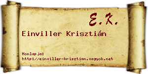 Einviller Krisztián névjegykártya